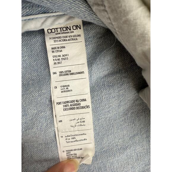 Cotton On Denim Anorak Men's Size Medium Light Wash Hooded DIY Heart Patch - Picture 4 of 14